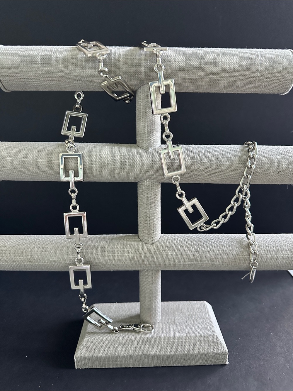 Womens Guess Chain Link Belt Silver Tone